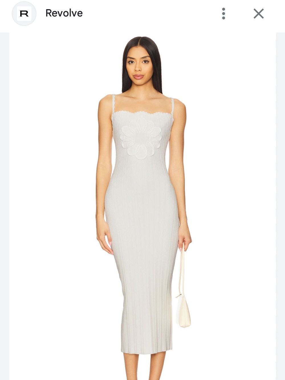 LPA Amara Ribbed Knit Ivory Midi Dress Size S